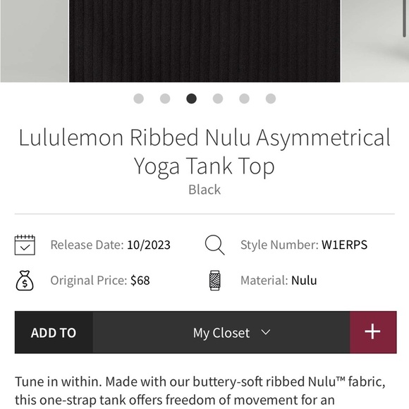 Lululemon Ribbed Nulu Asymmetrical Yoga Tank
Top in Black size 4 - Picture 6 of 6